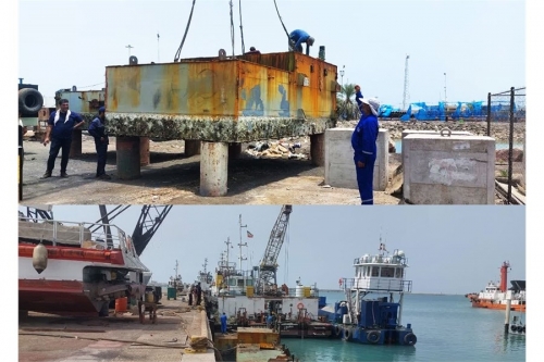 آغاز تعمیرات اسکله شناور جزیره لاوان در بندر شهید رجایی / توسعه زیر‌ساخت‌های بندرگاه سیریک با نصب اسکله‌‌های فلزی